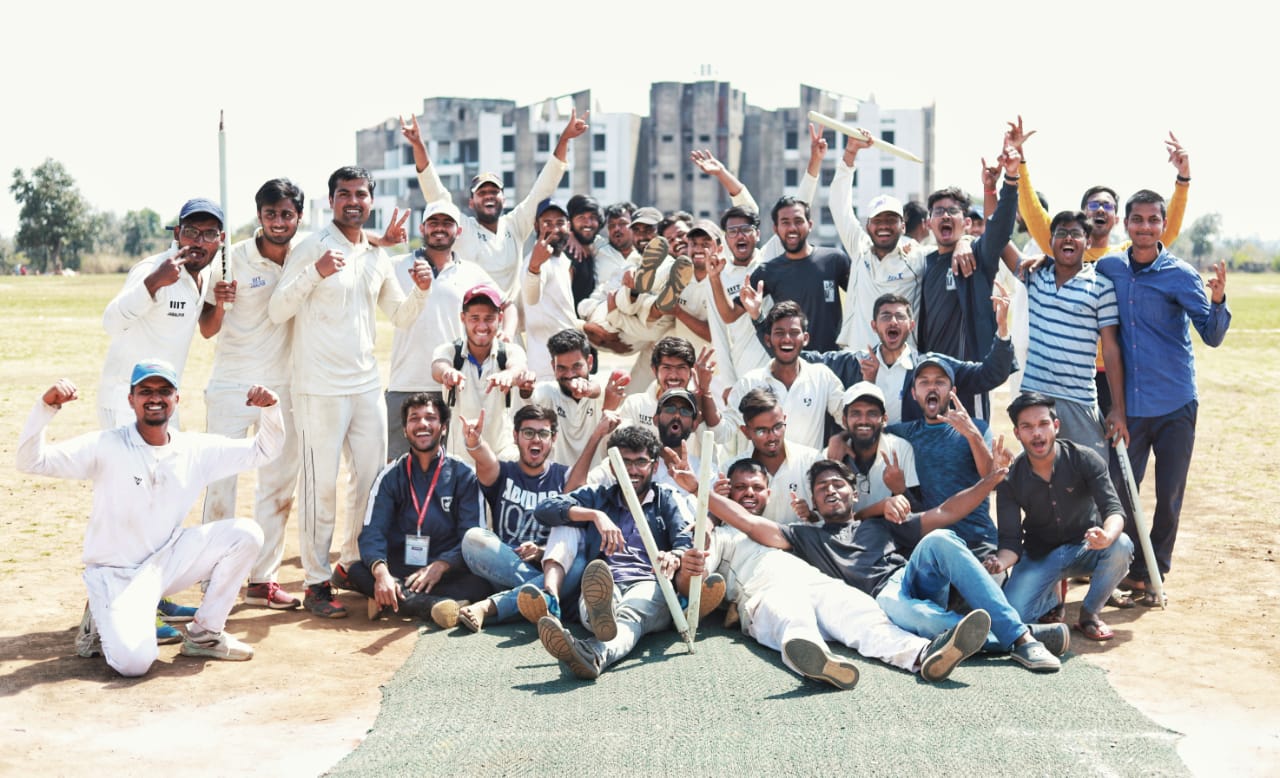Cricket club members celebrating thier victory